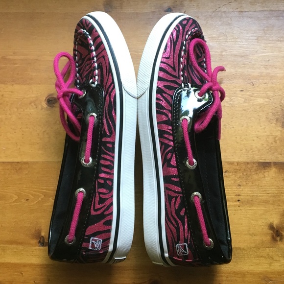 Girls size 2 Sperry Topsiders flats w/zebra print - Picture 5 of 8